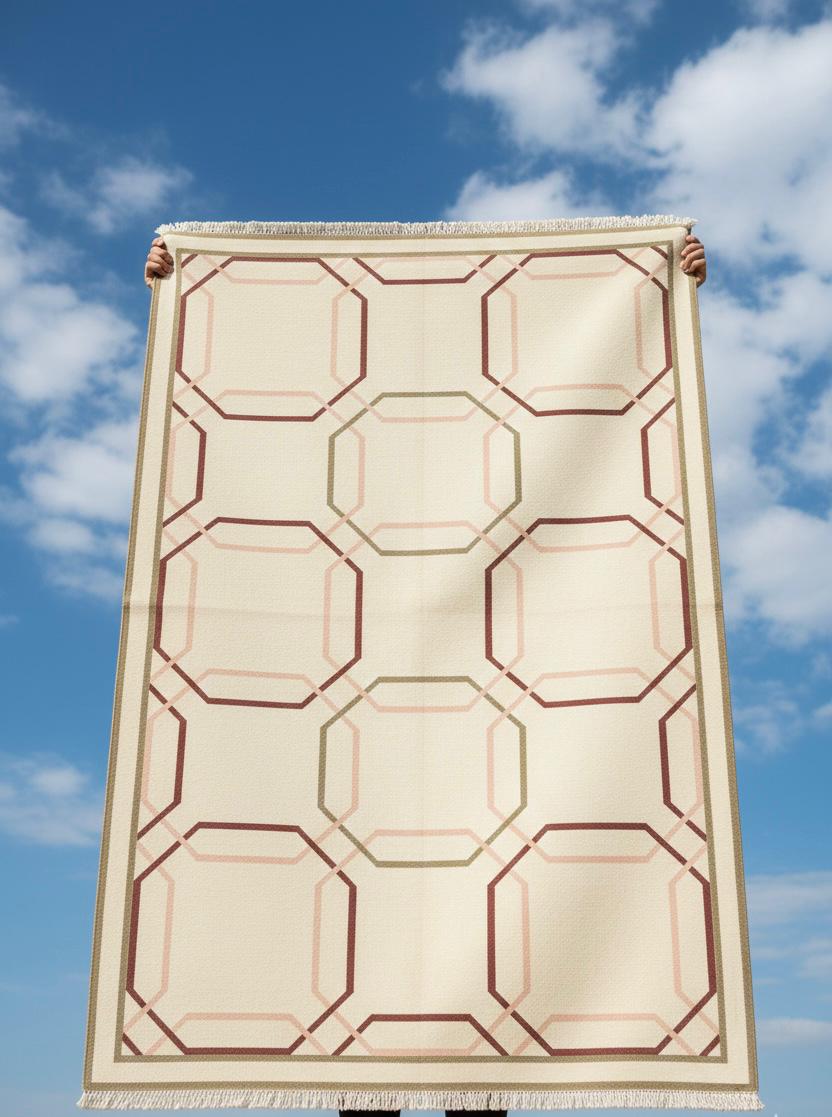 Geometric Symmetry in Rose & Cream Dhurrie Rugs