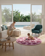 Pink floral Round Rugs