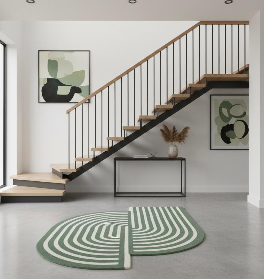 Green White Stripe Irregular Rugs