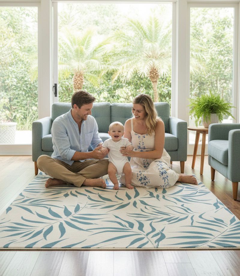 Breeze Leaf Pattern Area Rug