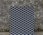 Navy Blue Geometric Trellis Handtufted Rugs