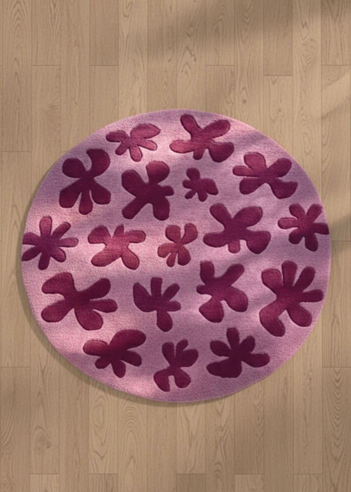Pink floral Round Rugs