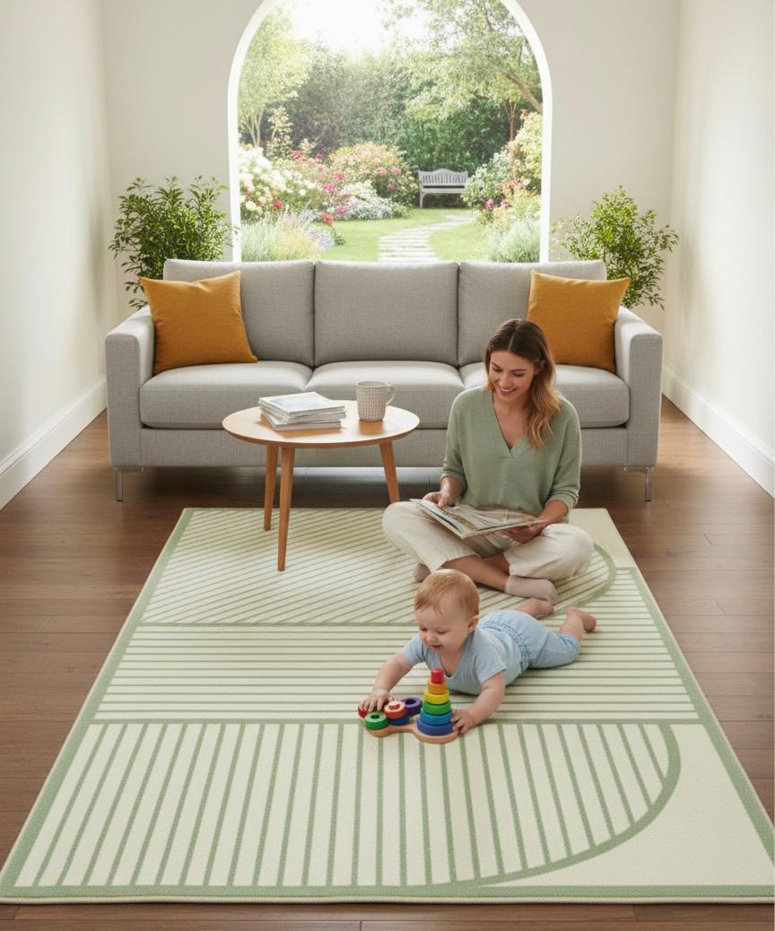 Sage Geometry Handtufted Rugs