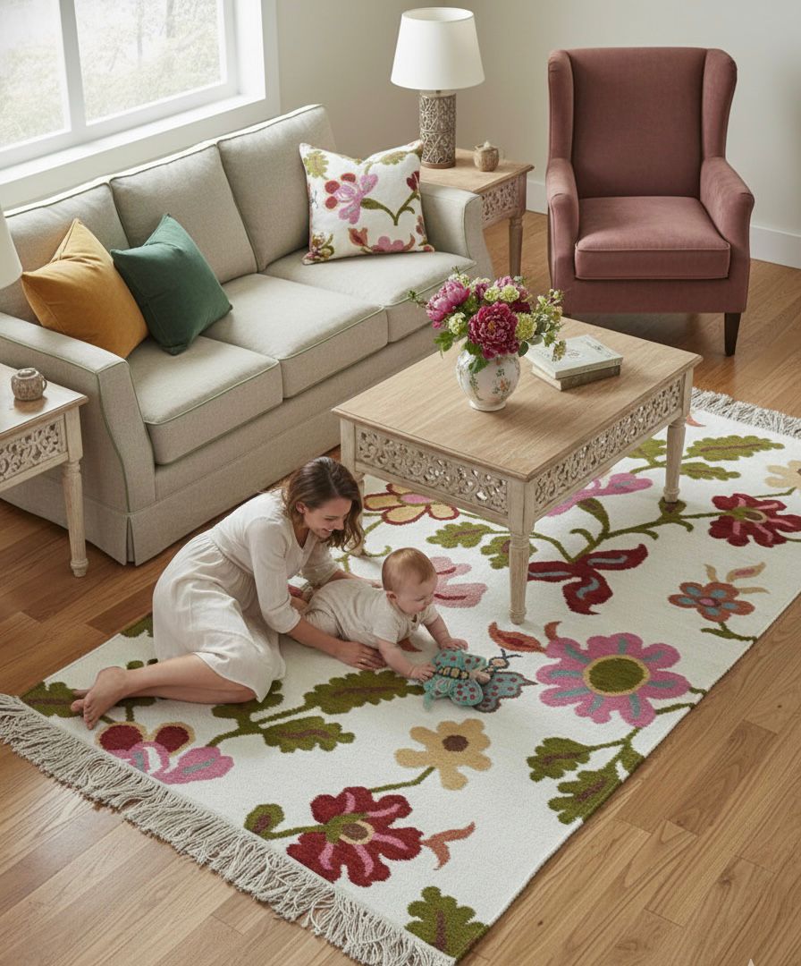 Bohemian Bloom Flatweave Dhurrie Rugs