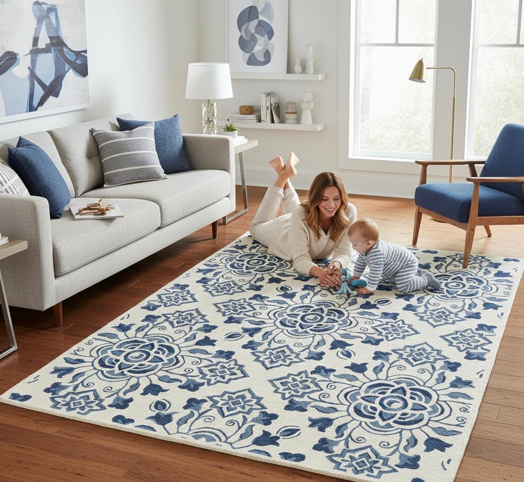 Blue Medallion Handtufted Rugs