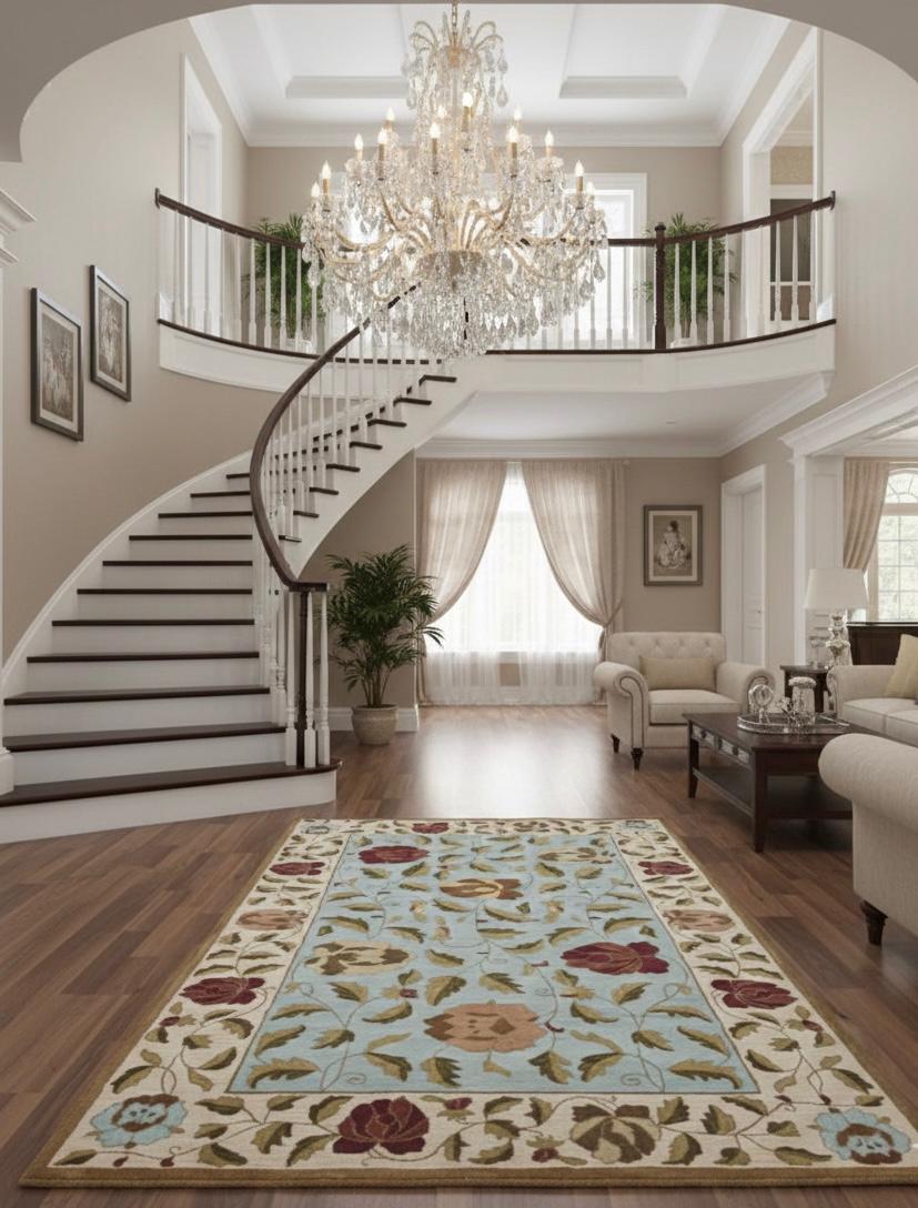 Floral Vine Hand-Tufted Wool Rug