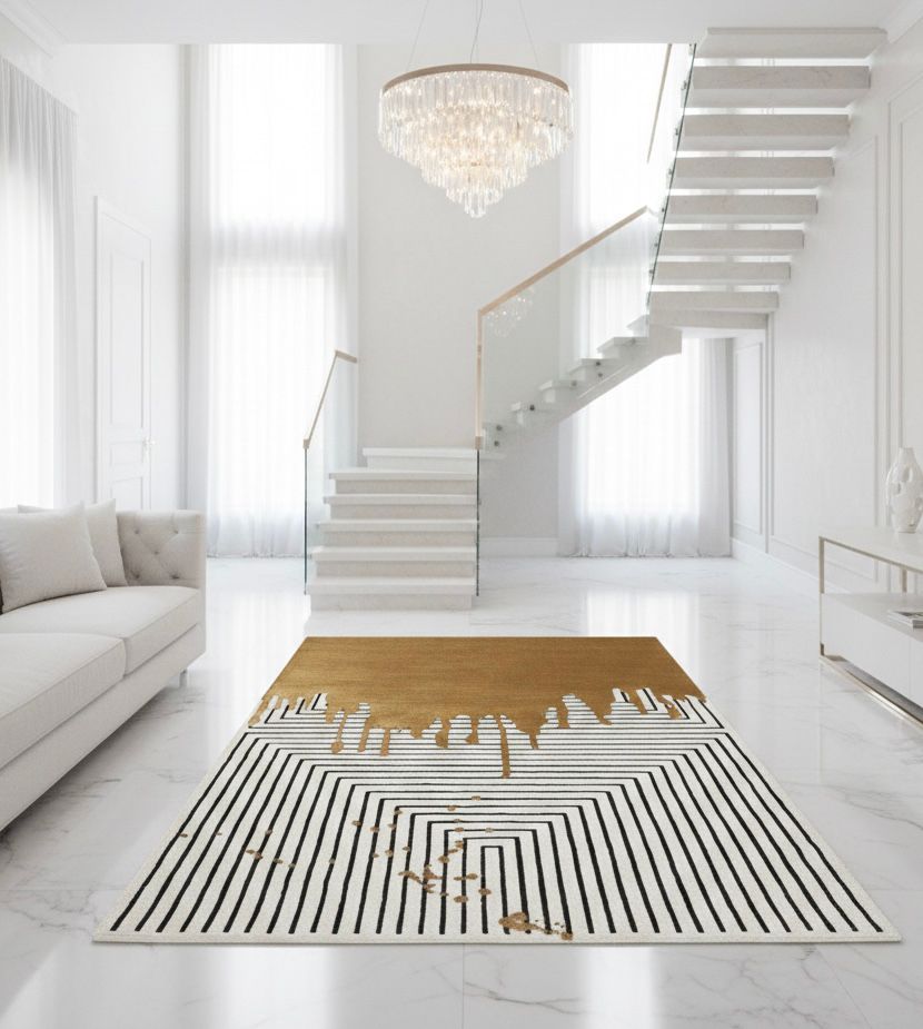 Linear Gold Handtufted Rugs