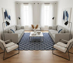 Navy Blue Geometric Trellis Handtufted Rugs