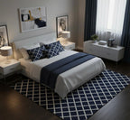 Navy Blue Geometric Trellis Handtufted Rugs