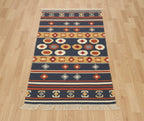 Navy Blue Geometric Tribal Kilim Rugs