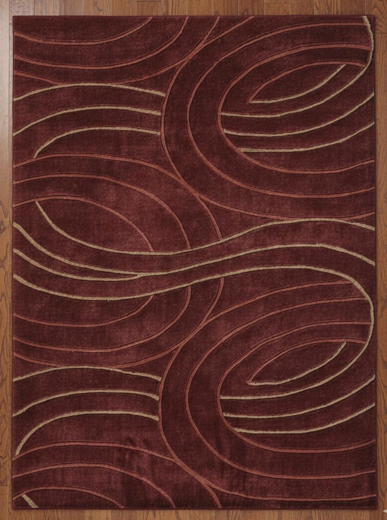 Abstract Swirls in Burgundy Handtufted Rugs
