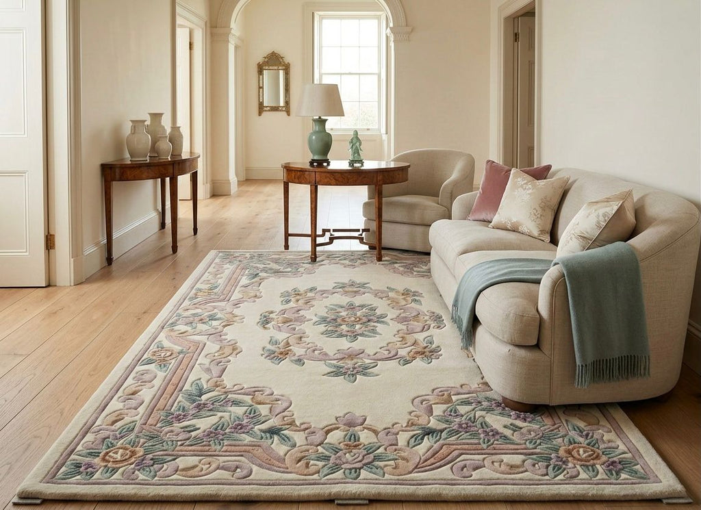 Cream and Pastel Traditional Handtufted Rugs