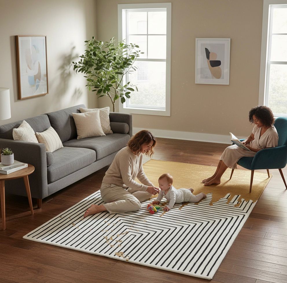Linear Gold Handtufted Rugs