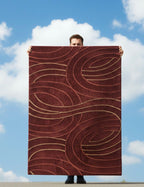 Abstract Swirls in Burgundy Handtufted Rugs