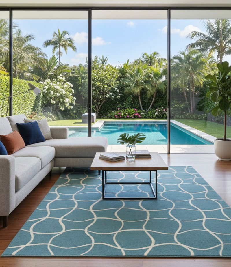 Teal Topography Handtufted Rugs