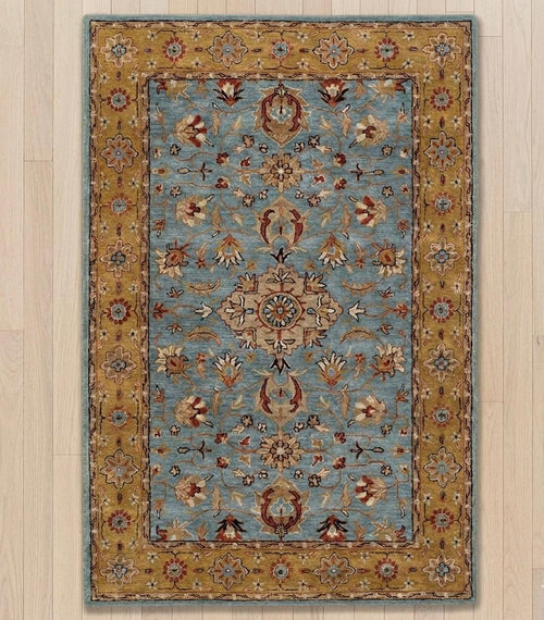 Azure & Ochre Persian Handtufted Rugs