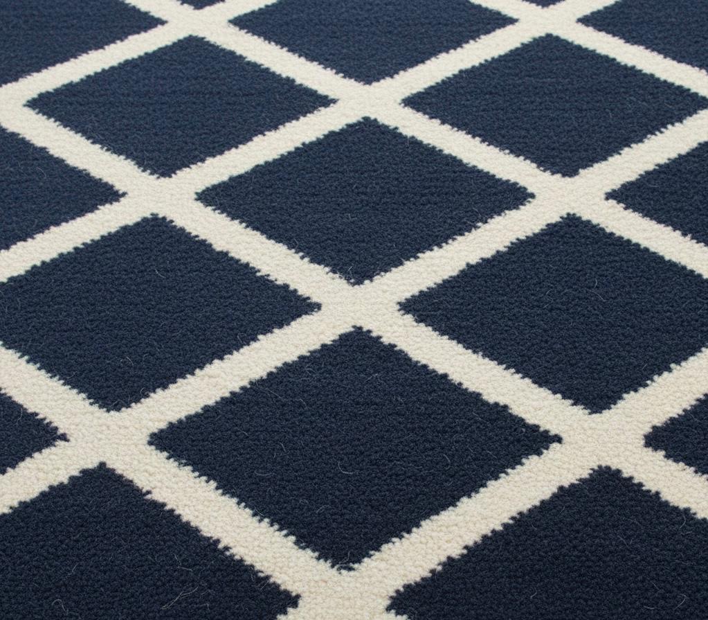 Navy Blue Geometric Trellis Handtufted Rugs
