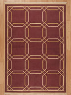 Burgundy Geometric Trellis Dhurrie Rugs