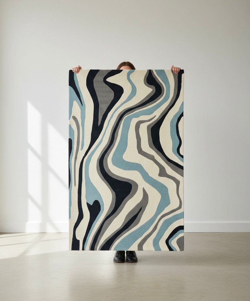 Swirled abstract pattern Handtufted Rugs