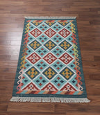 Earth Tone Lattice Kilim Rugs