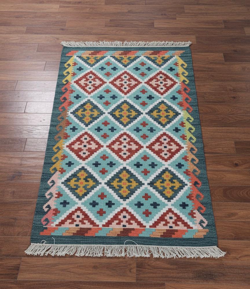 Earth Tone Lattice Kilim Rugs