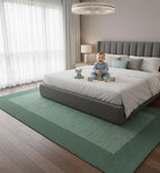 Modern Sage Green Bordered Rug.