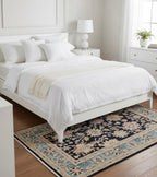 Navy and Pastel Floral Handknotted Rugs