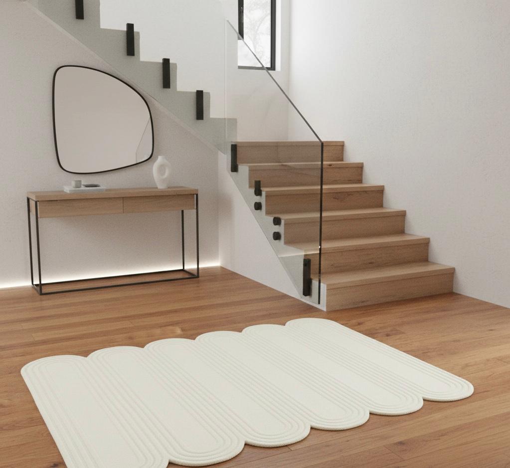 Minimalist Waves Cream Irregular Rugs