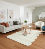 Minimalist Waves Cream Irregular Rugs