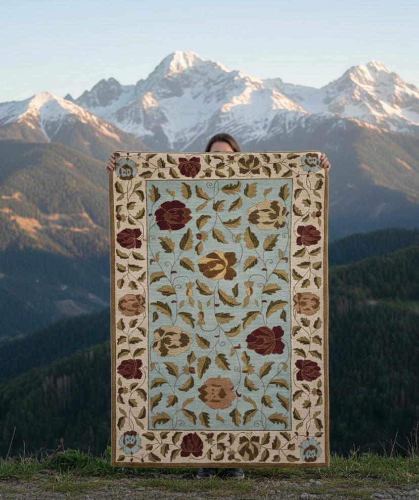 Floral Vine Hand-Tufted Wool Rug