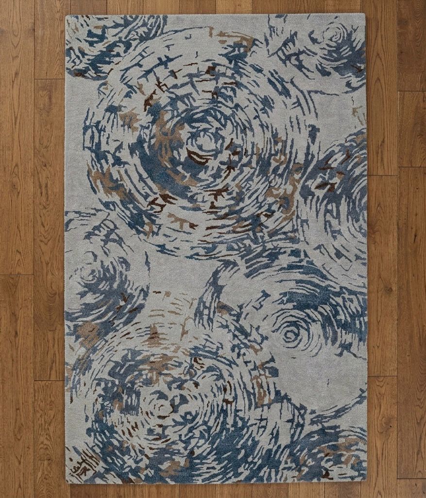 Driftwood & Denim Swirl Motif Handtufted Rugs