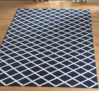 Navy Blue Geometric Trellis Handtufted Rugs