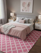 Pink Trellis Pattern Handtufted Rugs