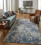 Driftwood & Denim Swirl Motif Handtufted Rugs