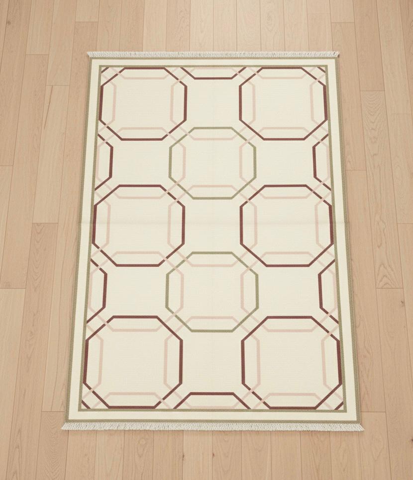 Geometric Symmetry in Rose & Cream Dhurrie Rugs