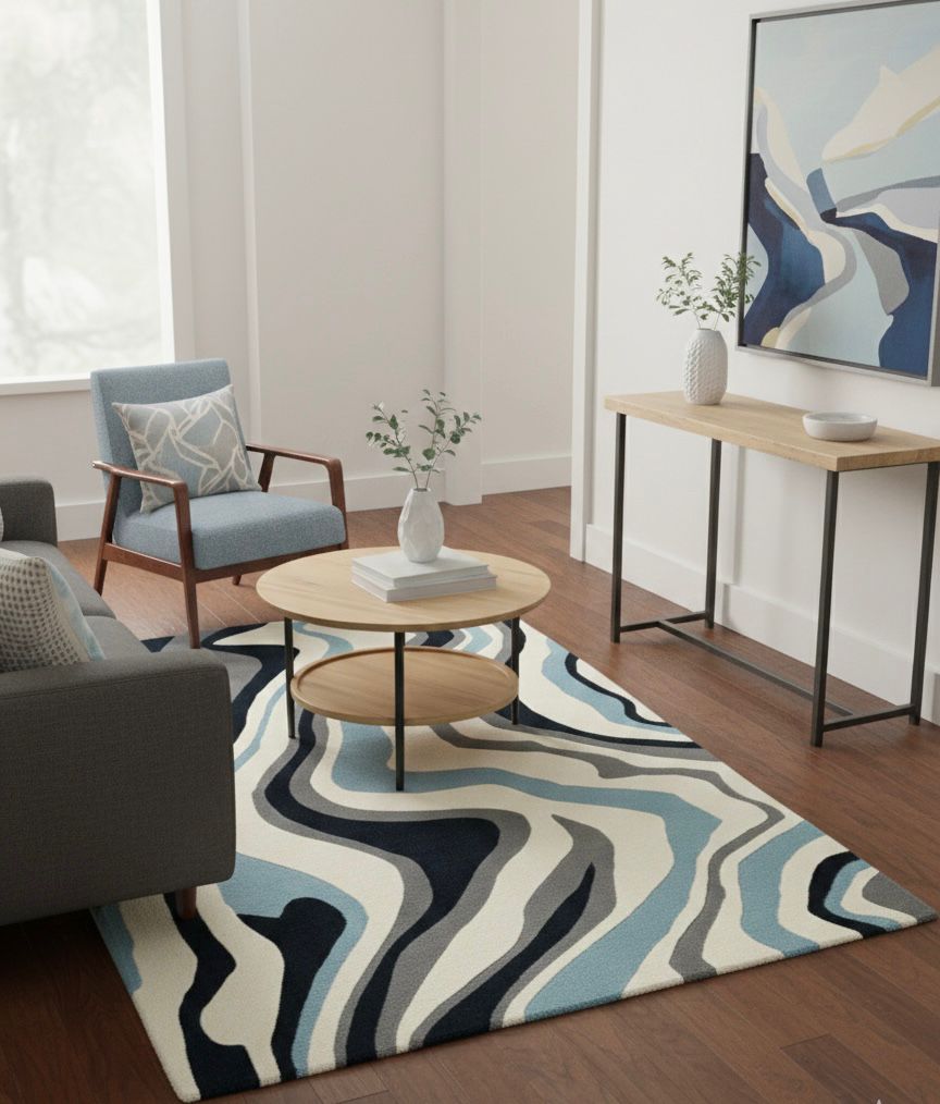 Swirled abstract pattern Handtufted Rugs