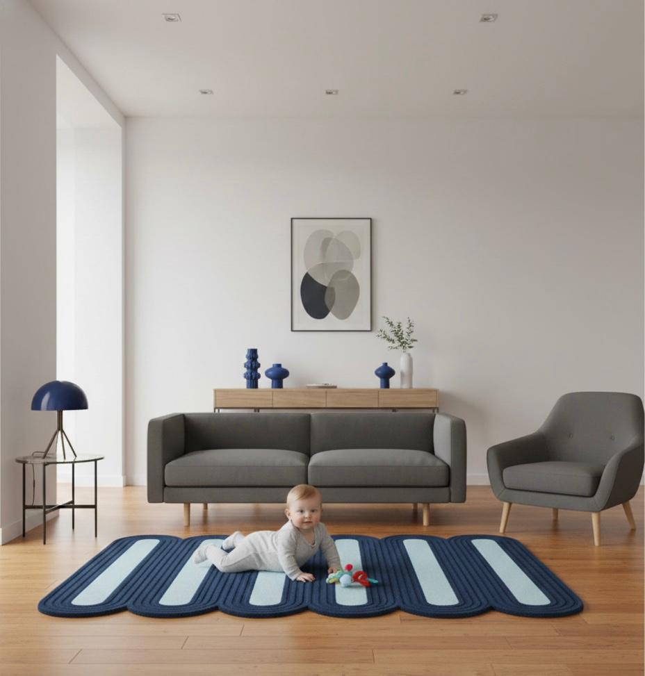 Blue Caterpillar Irregular Rugs