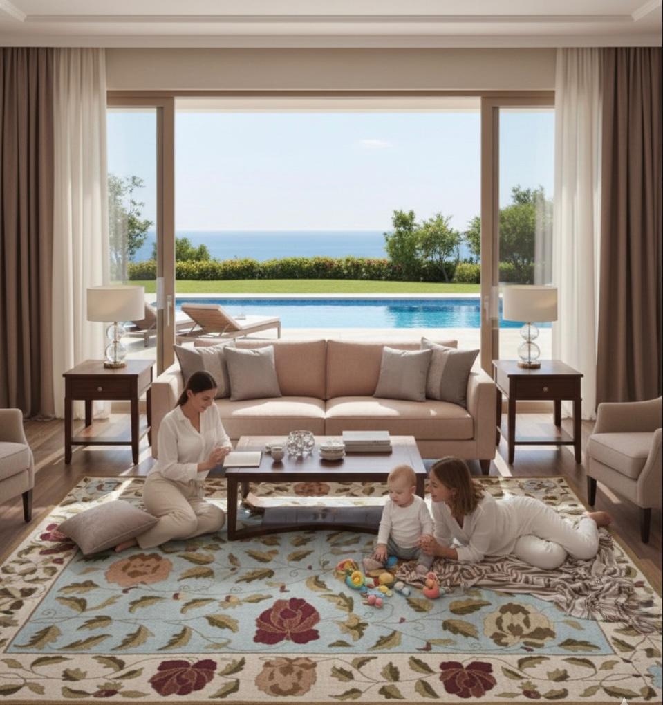 Floral Vine Hand-Tufted Wool Rug