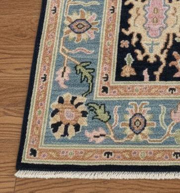 Navy and Pastel Floral Handknotted Rugs
