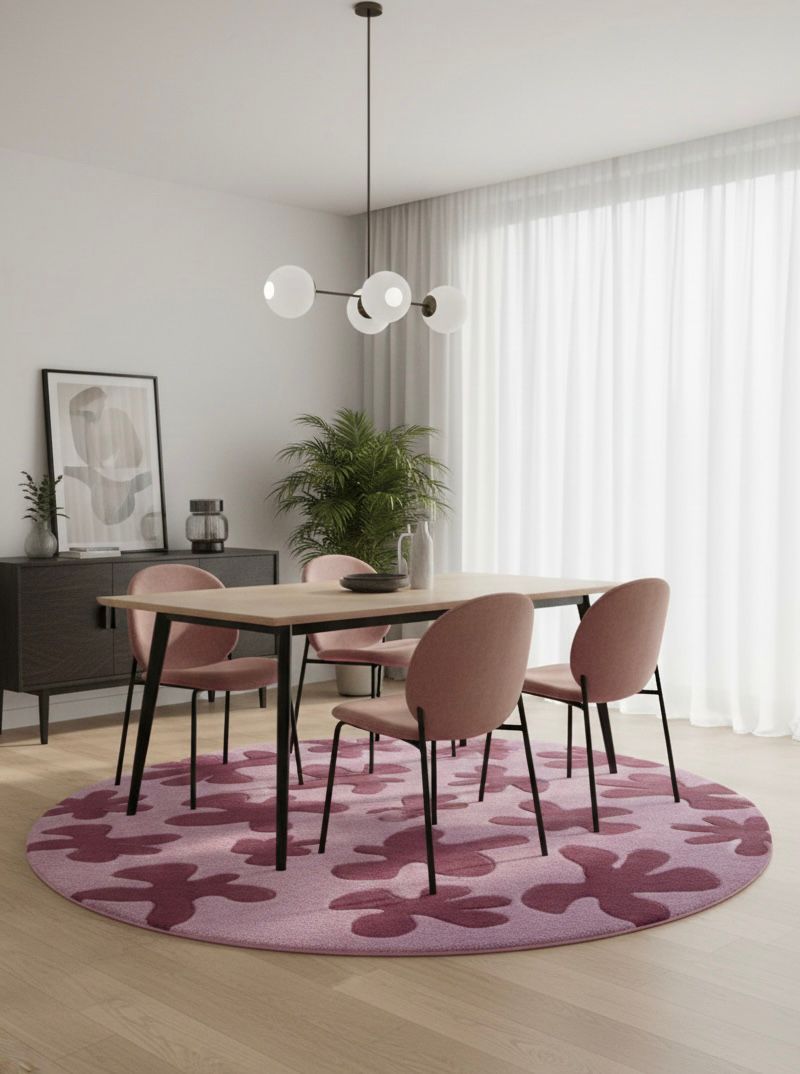 Pink floral Round Rugs