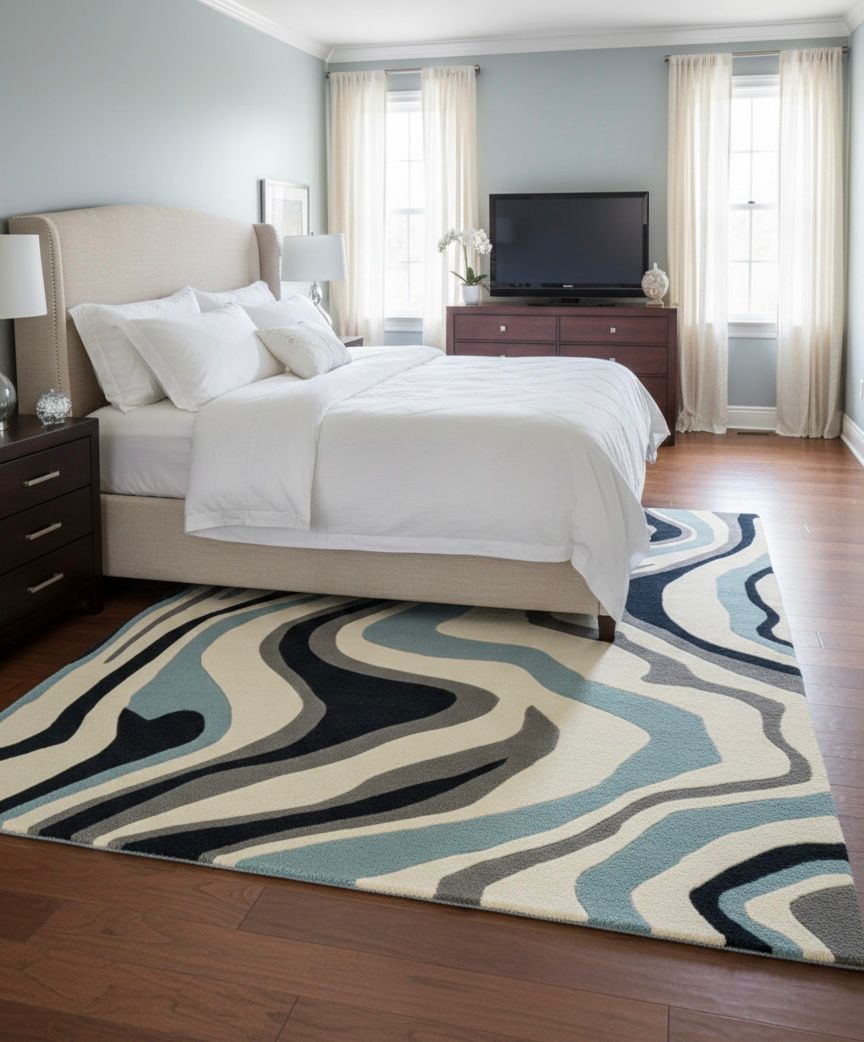 Swirled abstract pattern Handtufted Rugs