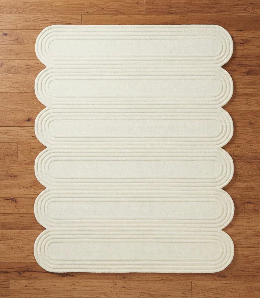 Minimalist Waves Cream Irregular Rugs