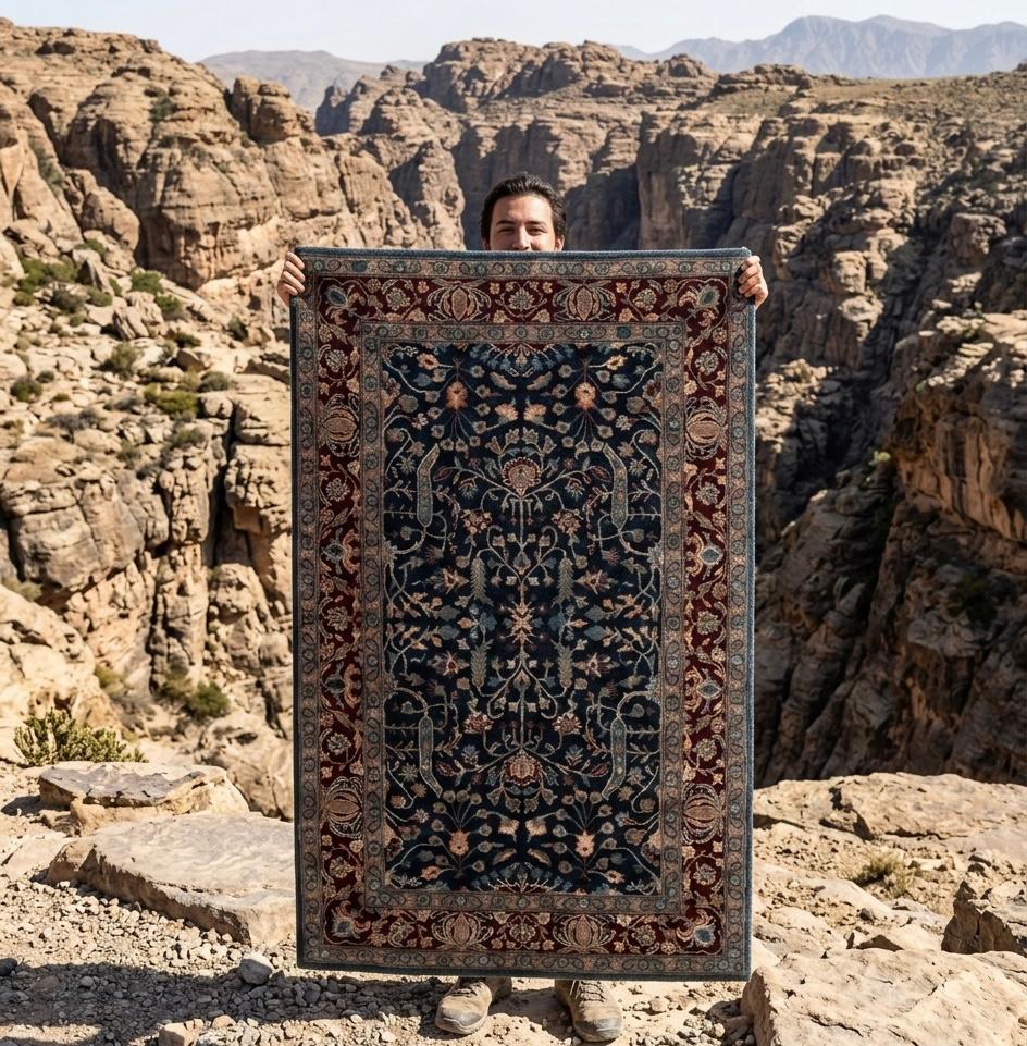 Midnight Navy & Crimson Handtufted Persian Rugs