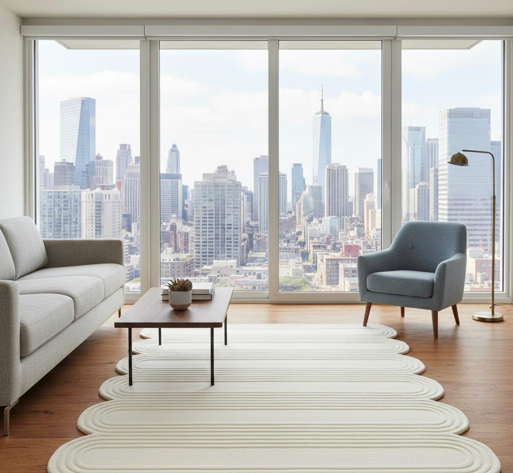 Minimalist Waves Cream Irregular Rugs