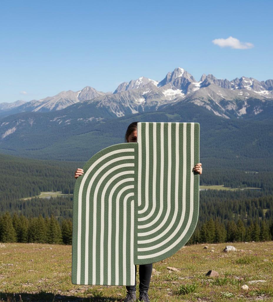Green White Stripe Irregular Rugs