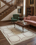 Geometric Symmetry in Rose & Cream Dhurrie Rugs