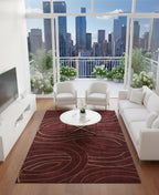 Abstract Swirls in Burgundy Handtufted Rugs