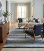 Nautical Navy Striped Handtufted Rugs
