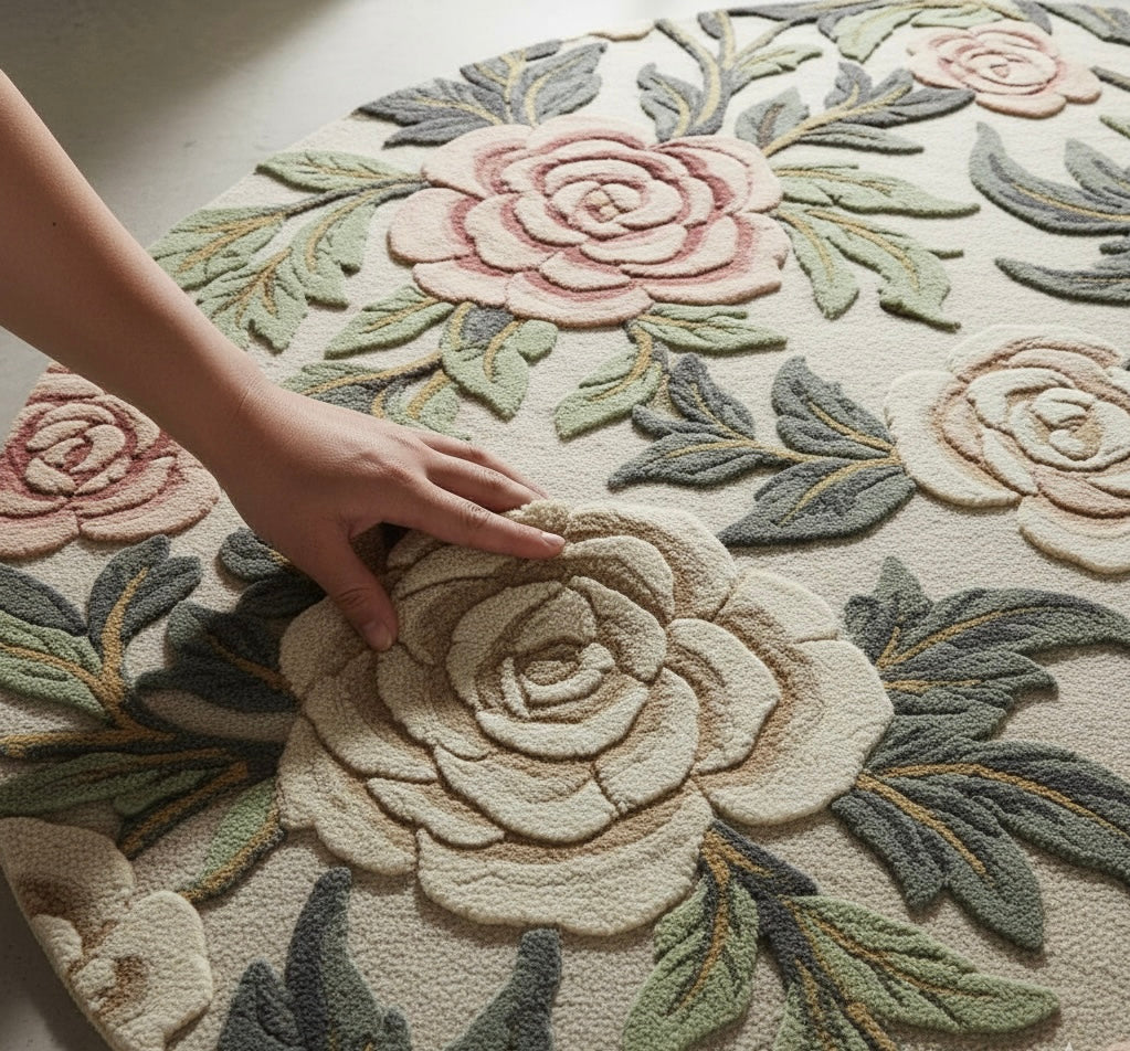 Vintage Rose Hand-Tufted Round Rug