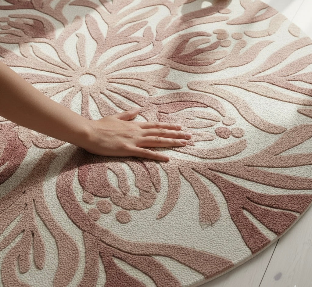 Floral Mandala Hand-Tufted Round Rug